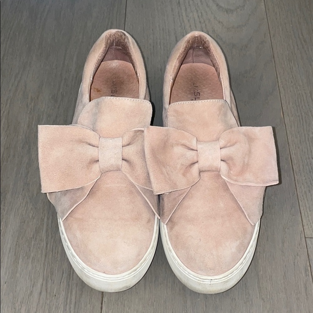 J Slides Bow Sneakers - Pink Suede